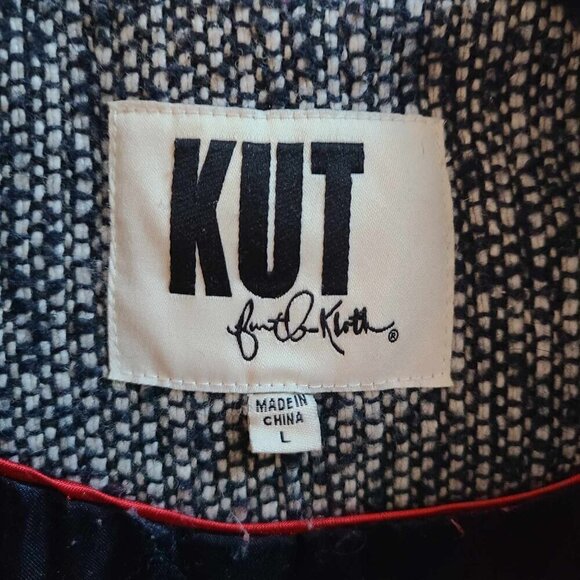 Kut From the Kloth Tweed Peacoat Minimalist Quiet Luxury Dark Academia LARGE L - Picture 5 of 10